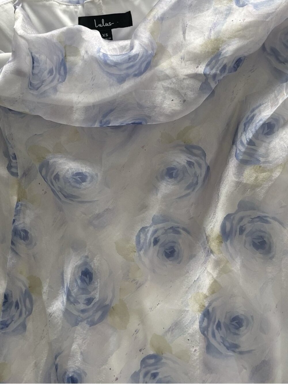 Lulu's Dreamy Direction Grey Blue Floral Organza Cowl Slip Midi Dress in XS - Picture 4 of 4